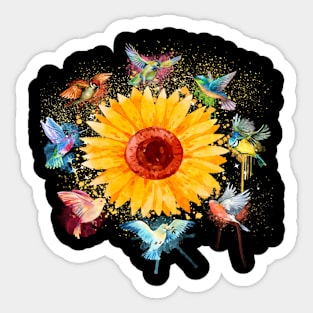 Colorful Sunflower Birds Costume Gift Sticker